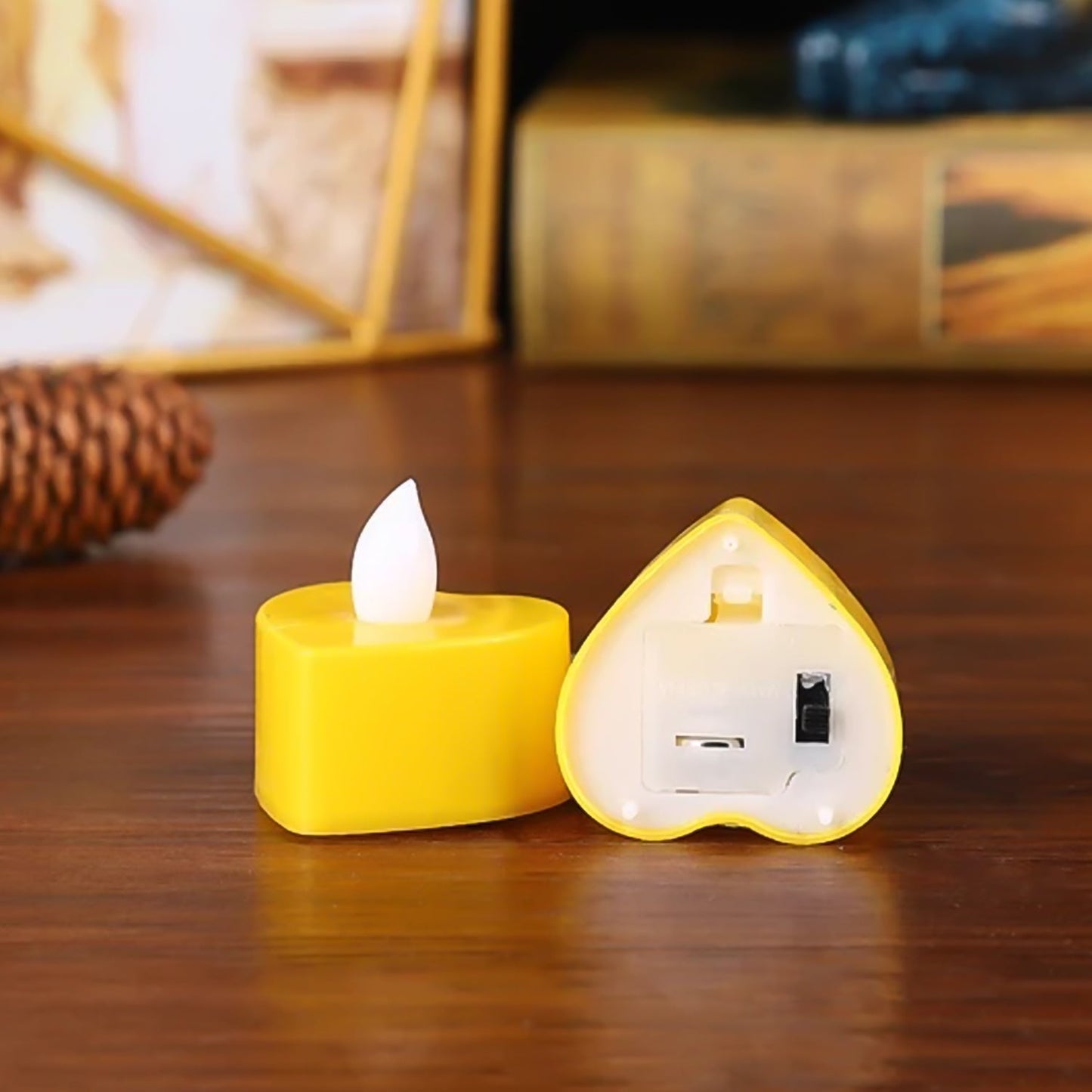 Heart Shape Battery Operated Tea Light LED Candles, for Decoration Use, Diwali (24 Pc Set)