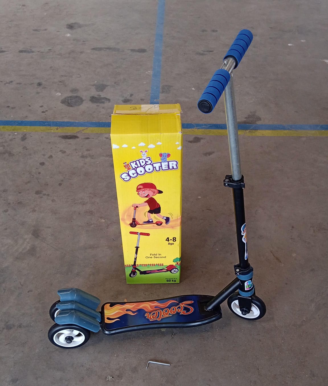 Basic Kids Ride On Leg Push Scooter for Boys and Girls (4 - 8 Years Old Kids) Foldable Scooter Cycle with Height Adjustment for Boys and Girls Multicolor (1 Pc / 3 Wheel)