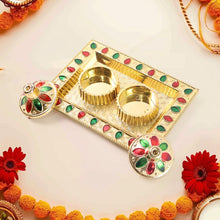 Rakasha Bandhan Special Puja Thali, Kumkum Thali Holder, Pooja Return Gift, Indian Housewarming Gifts, Brother / Bhai / Bhabhi / Sister / Family   for Rakshabandhan, Diwali (Mix Design)