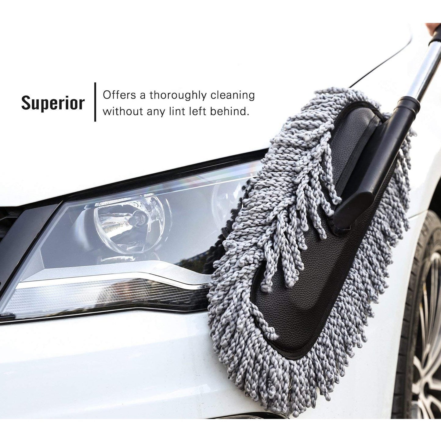 Car Duster Microfiber Cleaning Brush | Long Retractable Handle | Soft & Scratch-Free | Interior & Exterior Dust Cleaner