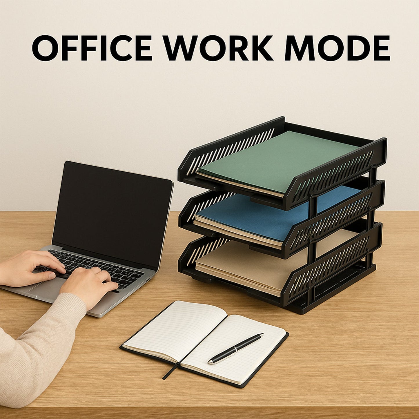 4-Layer Multifunctional File Rack with Drawers for Office Desk