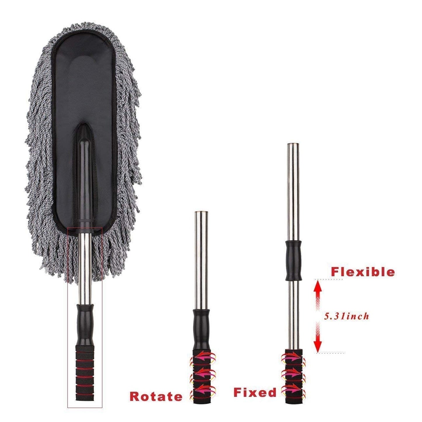 Car Duster Microfiber Cleaning Brush | Long Retractable Handle | Soft & Scratch-Free | Interior & Exterior Dust Cleaner