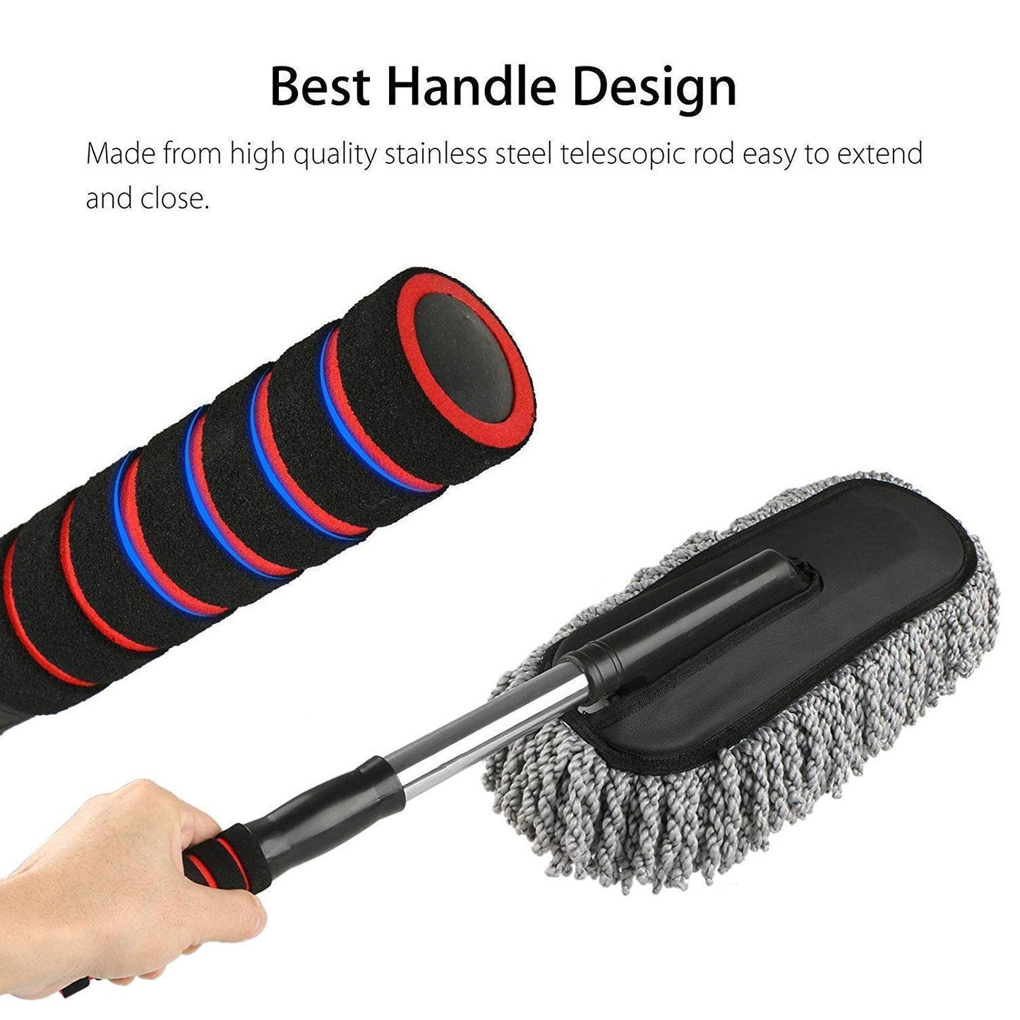 Car Duster Microfiber Cleaning Brush | Long Retractable Handle | Soft & Scratch-Free | Interior & Exterior Dust Cleaner