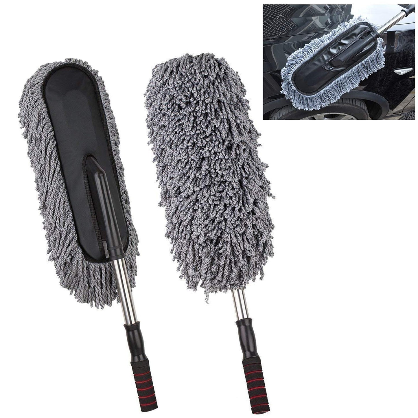 Car Duster Microfiber Cleaning Brush | Long Retractable Handle | Soft & Scratch-Free | Interior & Exterior Dust Cleaner