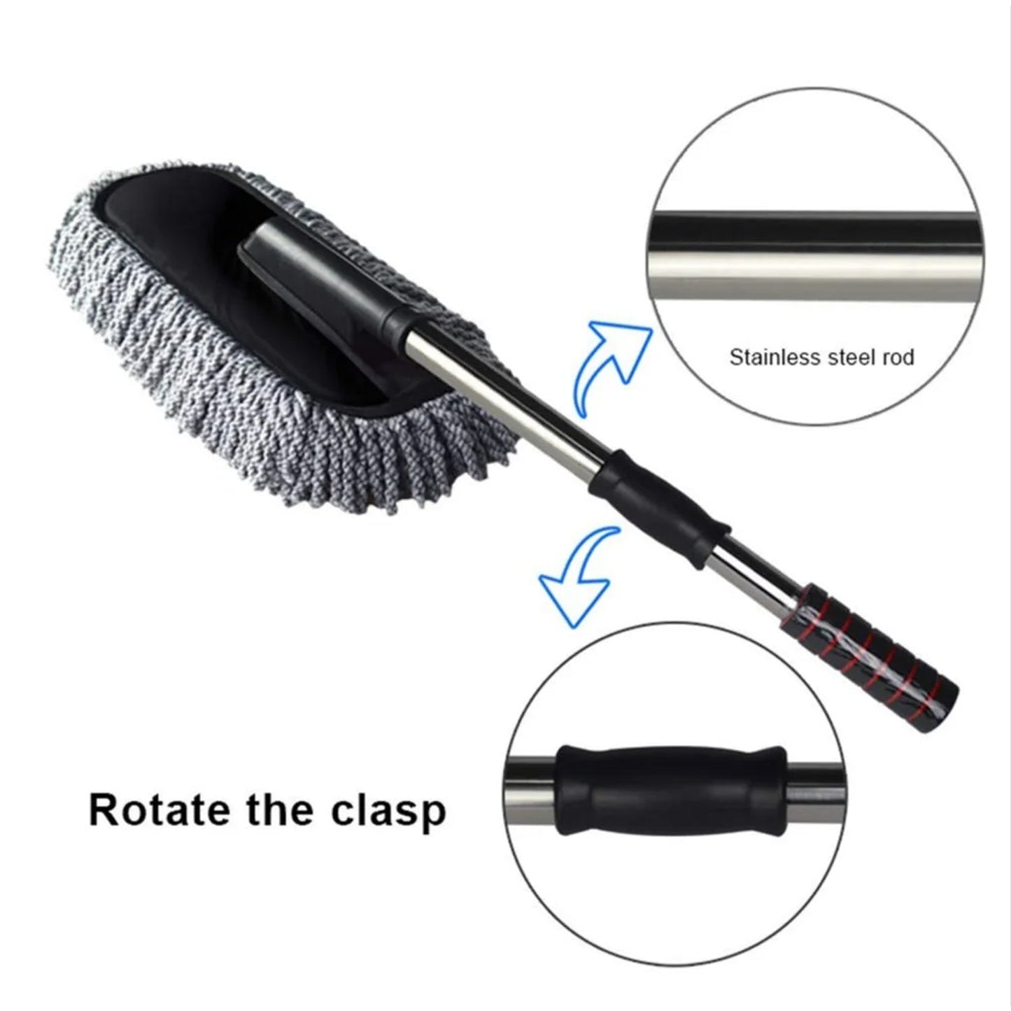 Car Duster Microfiber Cleaning Brush | Long Retractable Handle | Soft & Scratch-Free | Interior & Exterior Dust Cleaner