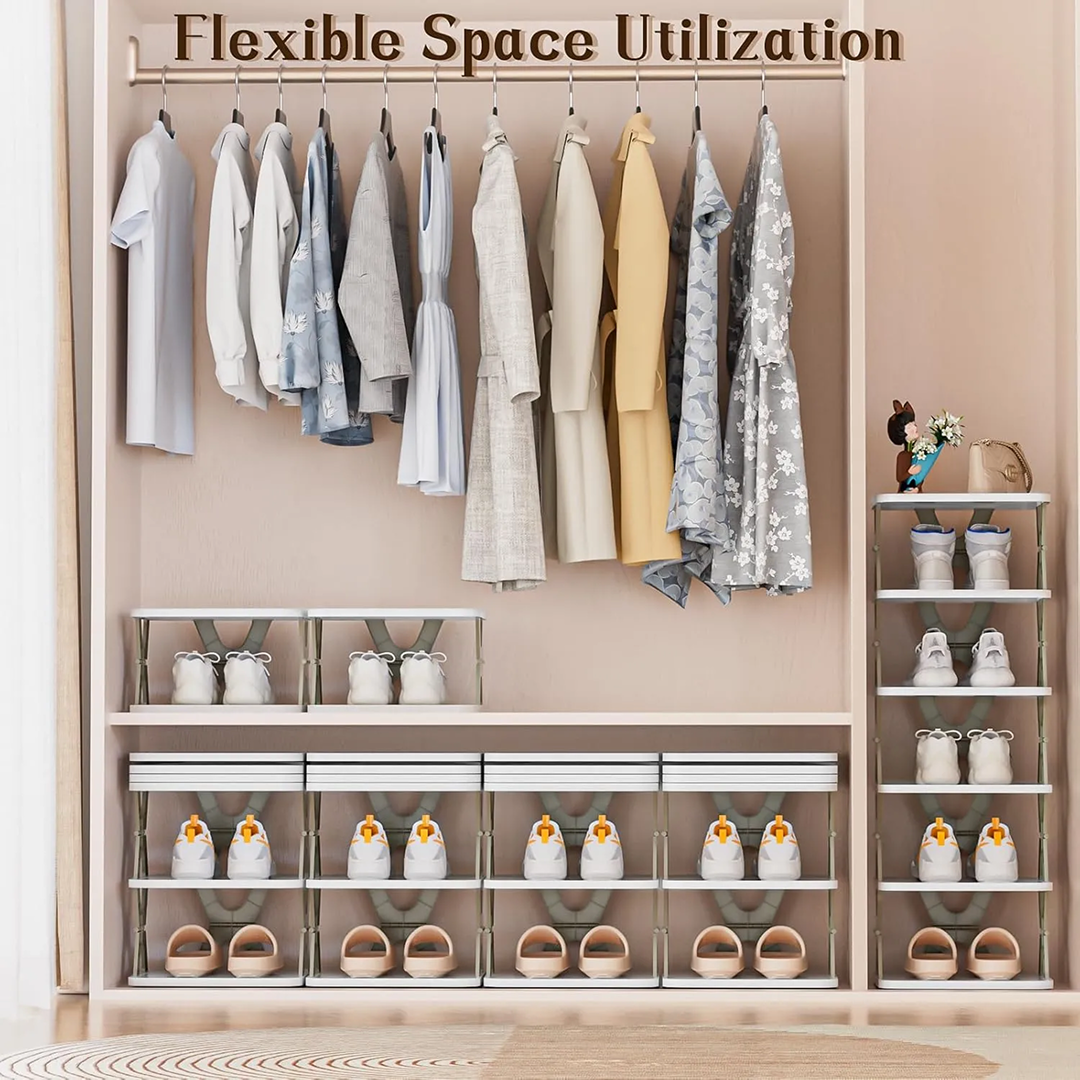 Foldable Shoe Rack (1 Pc, 8 Layers): Space-Saving, Entryway Storage