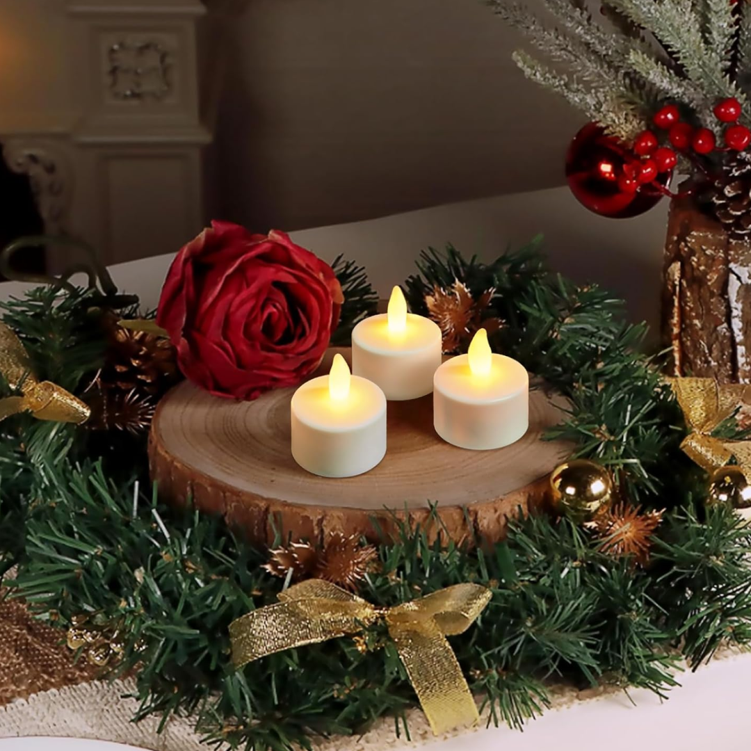 Set of 12 Flameless Floating Candles Battery Operated Tea Lights Tealight Candle - Decorative, Wedding., Diwali( Diya , Divo , Diva , Deepak , Jyoti ,)