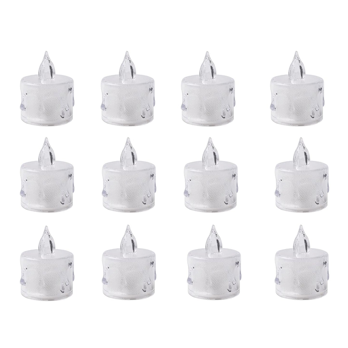 24 Pcs Flameless and Smokeless Decorative Acrylic Candles Transparent Led Tea Light Candle for Gifting, House, Diwali, Christmas, Festival, Events Decor Candles, Diwali