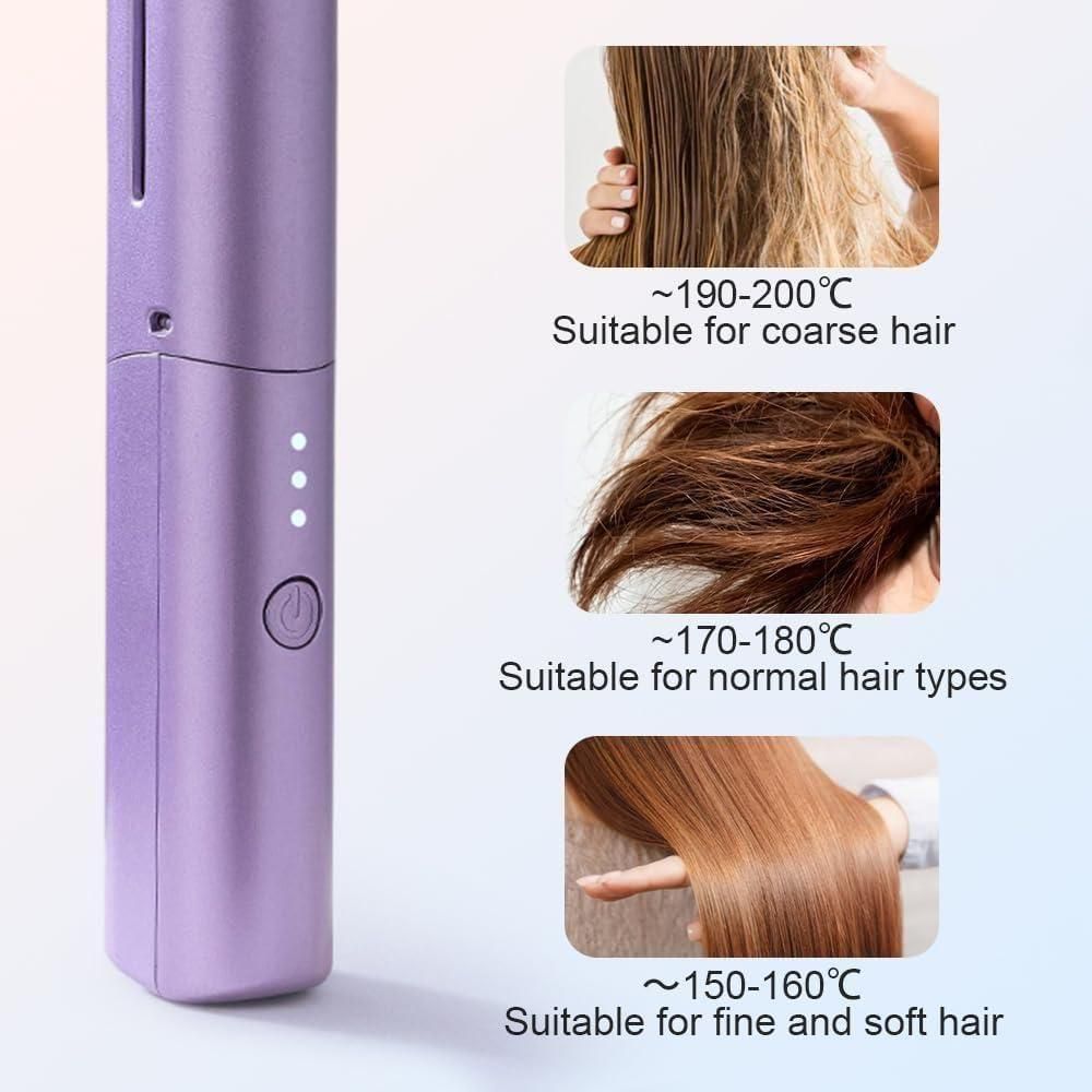 Portable Cordless Mini Hair Straightener | USB Rechargeable Hair Styler for Travel