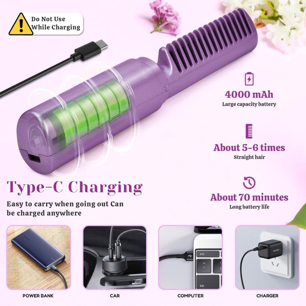 Portable Cordless Mini Hair Straightener | USB Rechargeable Hair Styler for Travel