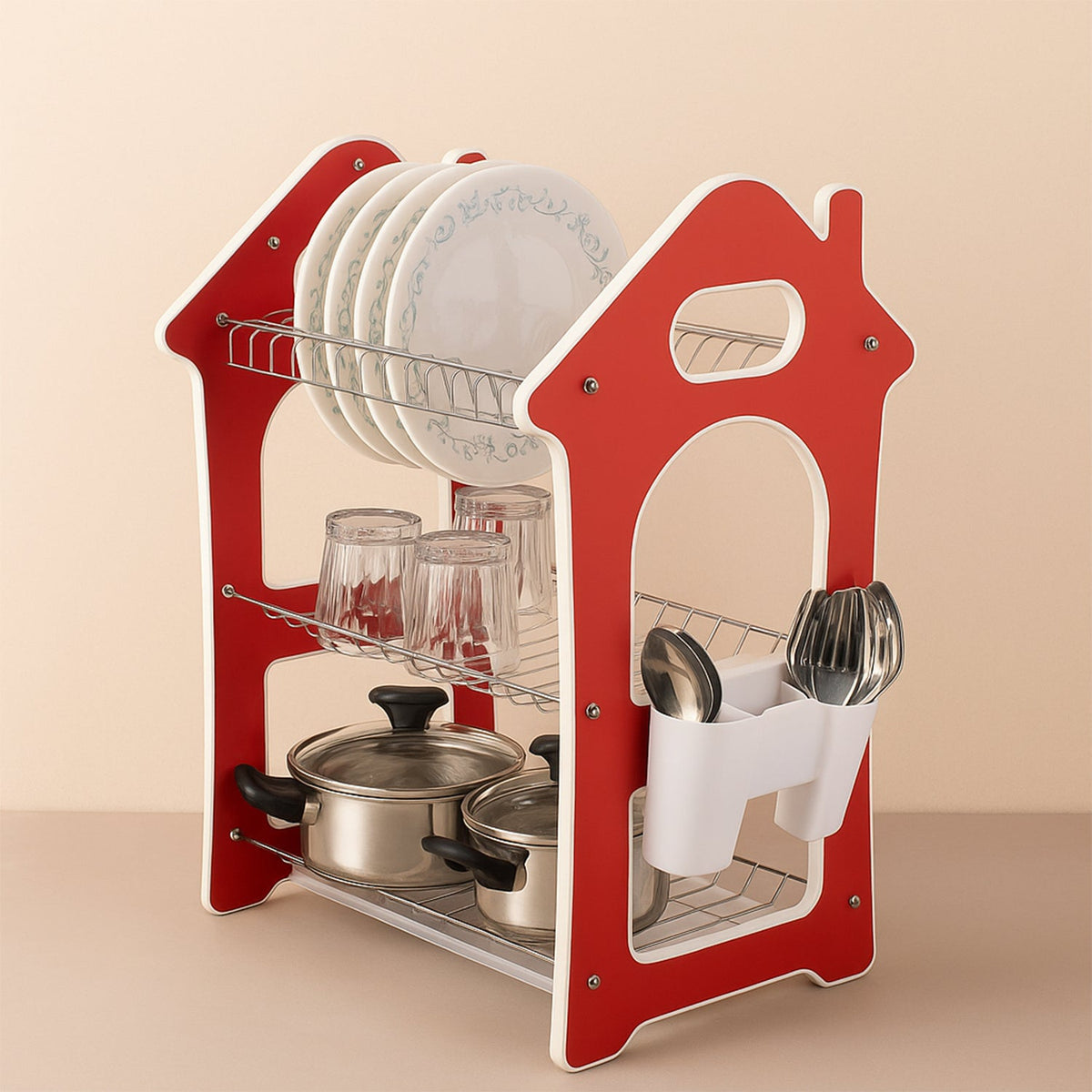 Dish Rack for Kitchen 3 Layer Dish Drainer Rack Stainless Steel Crockery Holder Cutlery Plate Holder Glass Utensils Storage Organize