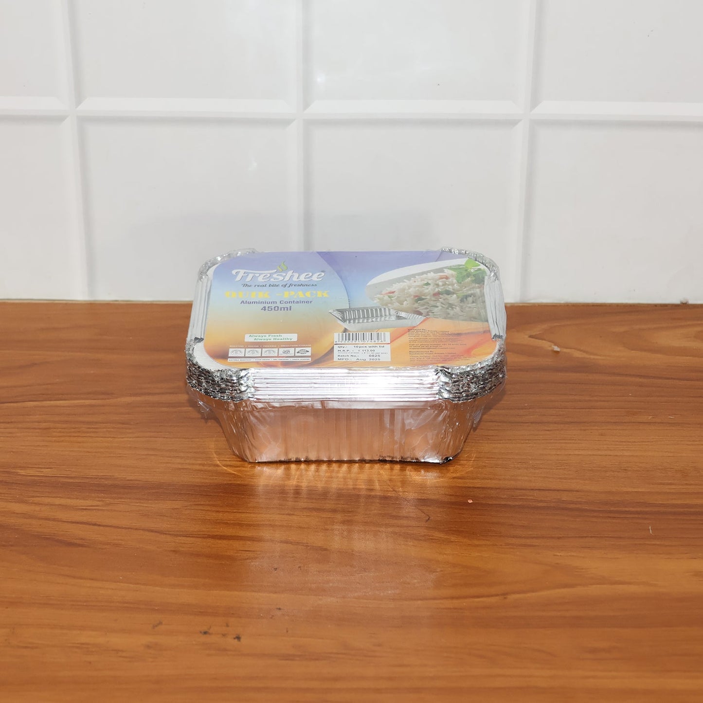Freshee Aluminium Food Container with Lid — 450 ml — 10 Pc