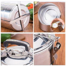 5 Compartment Lunch Box (Stainless Steel): Round Tiffin, Leakproof (16x5