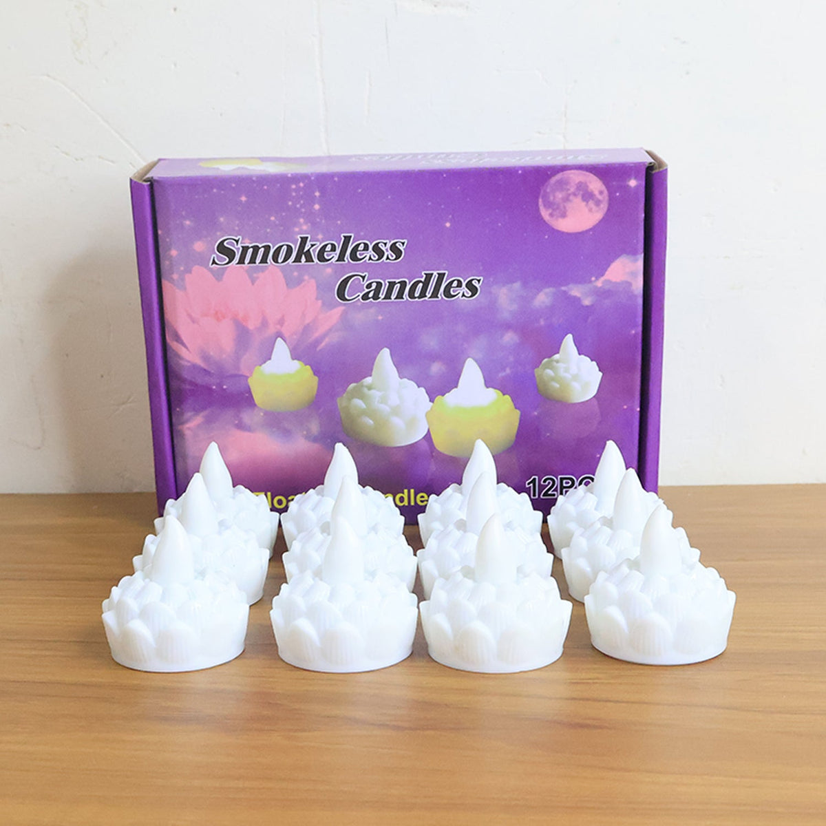 LED Floating Lotus Water Sensor Candles (12 Pc)