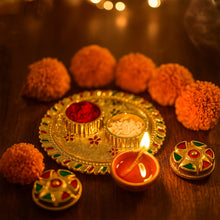 Meenakari Roli–Chawal Pooja Thali -  (1 Pc / Mix design)