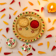 Meenakari Roli–Chawal Pooja Thali -  (1 Pc / Mix design)