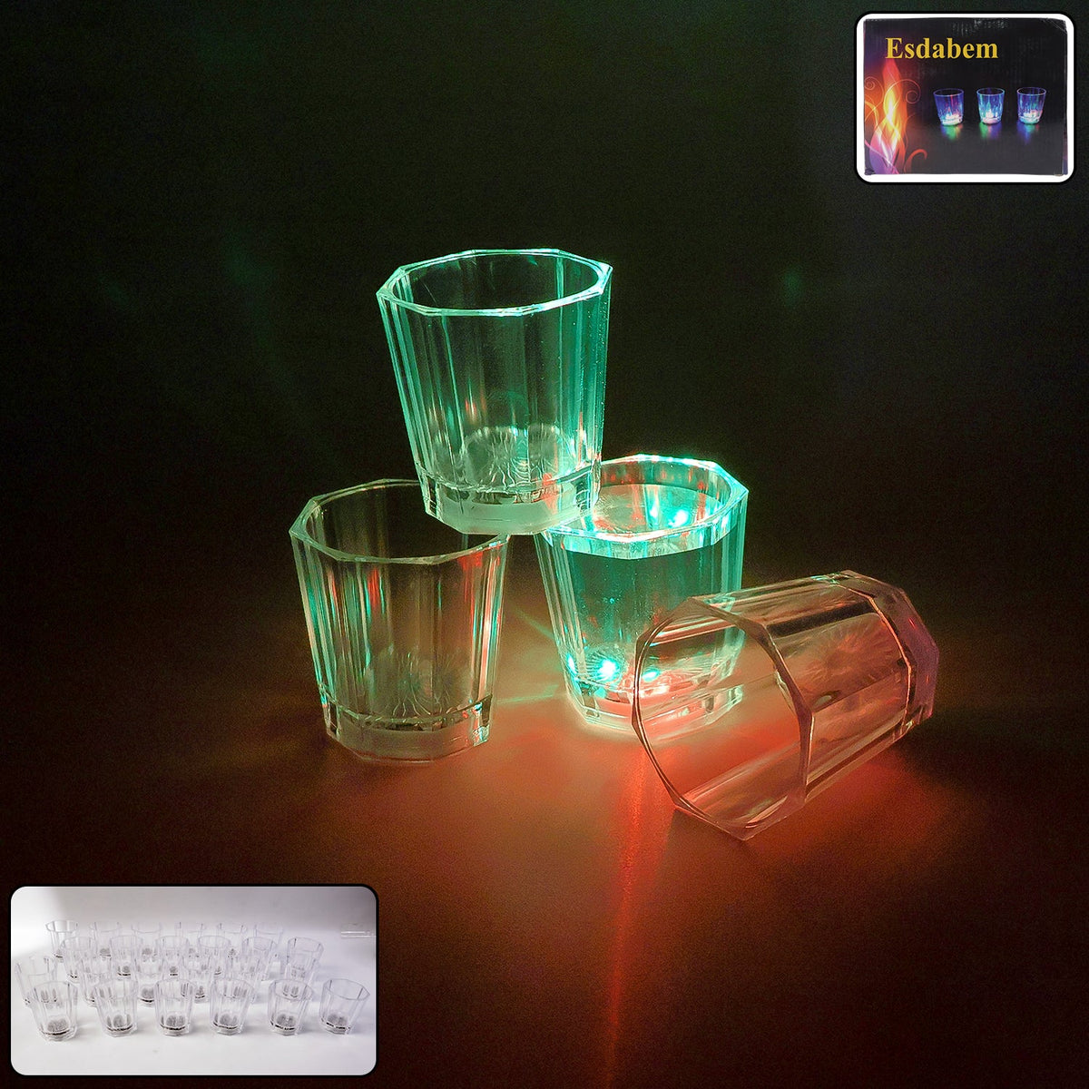 Premium LED Light-Up Shot Glass Set (24 Pc Set)